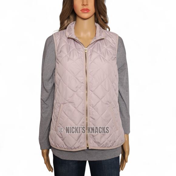 Old Navy Diamond Quilted Lightweight Zip Front Vest Pastel Mauve Pink Size M - Picture 2 of 7